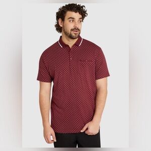 Johnny Bigg Collared Short Sleeve Shirt, Burgundy Taylor Print Polo, NWT, XL